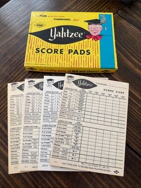 Yahtzee Score Pads - Yellow & Blue Vintage Box